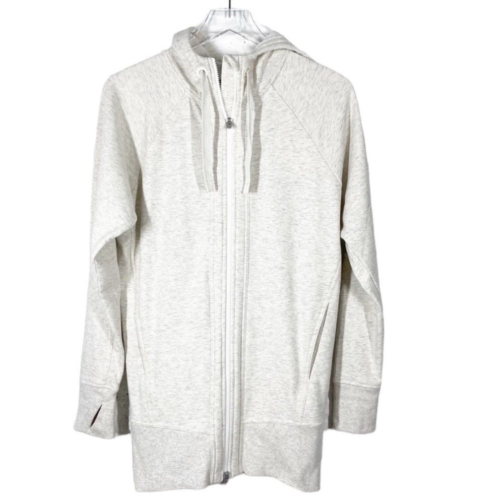 ATHLETA Ivory/Oatmeal color Full Zip Hooded Fleece Sweatshirt